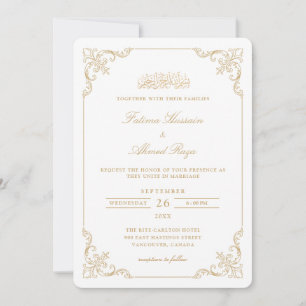Invitation Cadre de dentelle victorienne or écriture musulman