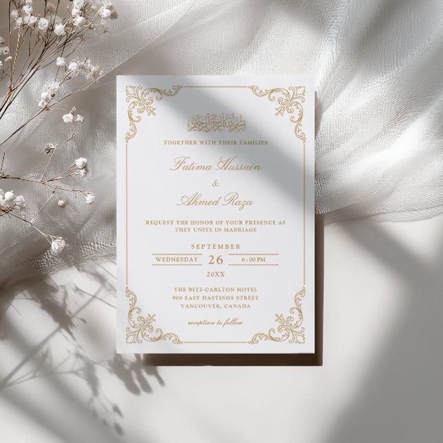 Invitation Cadre de dentelle victorienne or écriture musulman (Créateur téléchargé)