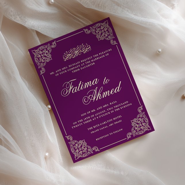 Invitation Cadre de dentelle victorienne violet pour mariage  (Créateur téléchargé)