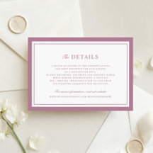 Cadre de détails de mariage à bordure mauve élégan