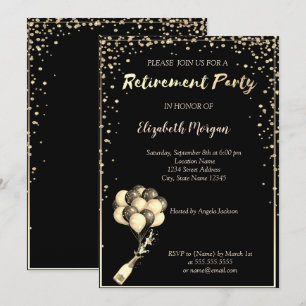 Invitation Cadre de diamants élégant, ballons, fête de retrai
