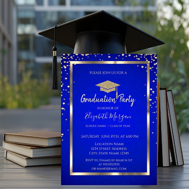 Invitation Cadre de diamants en or Royal Blue (Créateur téléchargé)