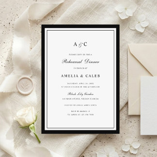 Invitation Cadre de dîner de répétition de mariage élégant av