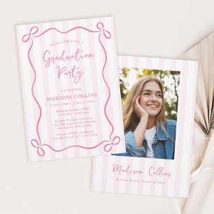 Invitation Cadre de diplôme à ruban rose pour la photo de fêt