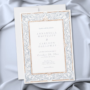Invitation Cadre de fantasy médiéval bleu et or pour mariage
