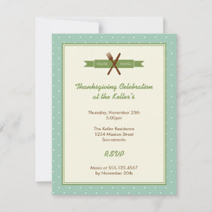 Invitation Cadre de fête de diner hôte aux pois verts rétro