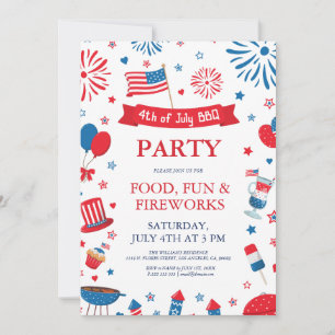 Invitation cadre de fête du 4 juillet avec barbecue