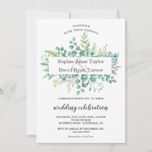 Invitation Cadre de feuillage d'eucalyptus aquarelle de maria
