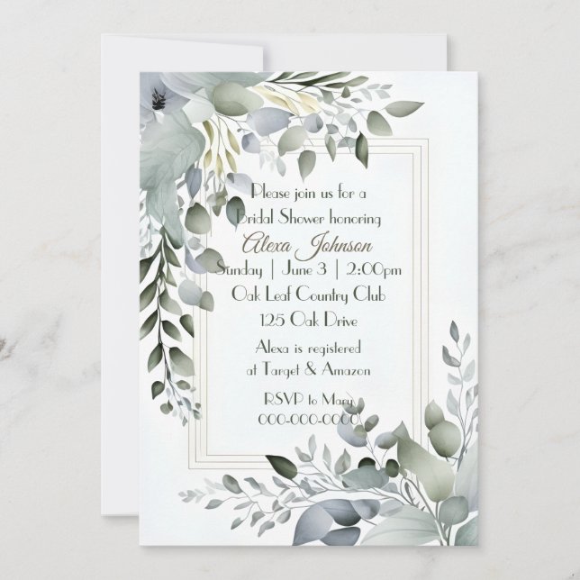 Invitation Cadre de feuille pour Baby Shower (Devant)