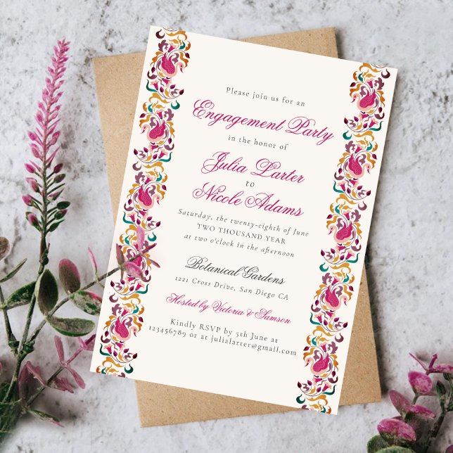 Invitation Cadre de Fiançailles de Mariage Fleur de Cygne de  (Créateur téléchargé)