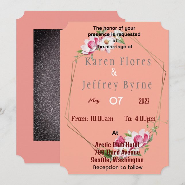 Invitation Cadre de fleurs (Devant / Derrière)