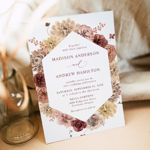 Invitation Cadre de fleurs automnales romantiques pour mariag