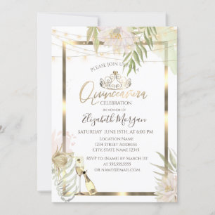 Invitation Cadre de fleurs boho vin Quinceanera