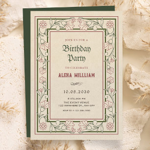 Invitation Cadre de fleurs d'art artistique vintage pour anni