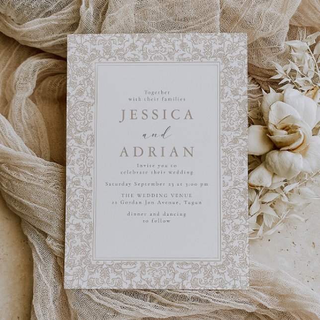 Invitation Cadre de fleurs de mariage vintage  (Créateur téléchargé)
