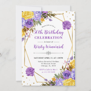 Invitation Cadre de fleurs de printemps aquarelle Boho 50e an