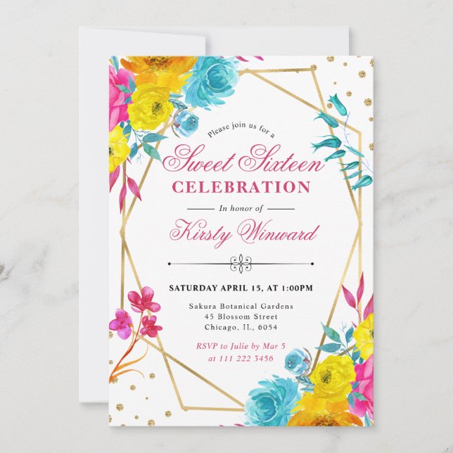 Invitation Cadre de fleurs de printemps aquarelle Boho doux 1 (Devant)