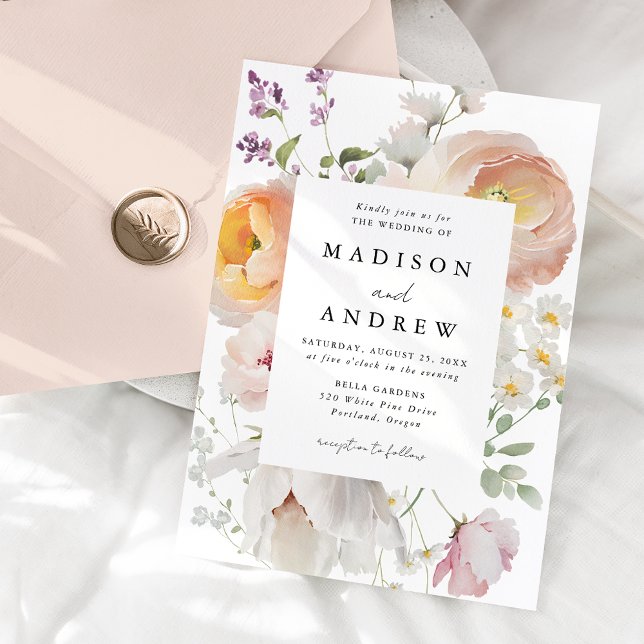 Invitation Cadre de Fleurs de Printemps Délicat pour Mariage (Créateur téléchargé)