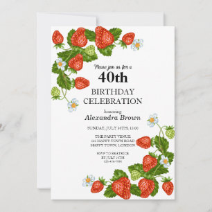 Invitation Cadre de fraises pour photo de fête d'anniversaire