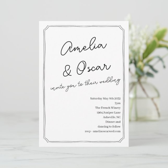 Invitation Cadre de gribouillage de script manuscrit Mariage  (Debout devant)