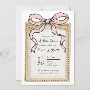 Invitation Cadre de l'arc en or Ruban rose Bébé Shower