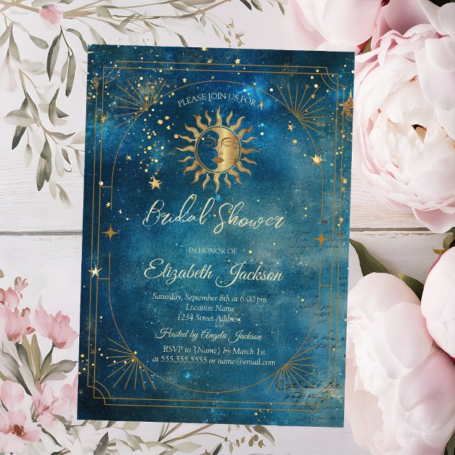 Invitation Cadre de Lune Céleste Bleu Enterrement de Vie de J (Créateur téléchargé)
