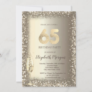 Invitation Cadre de luxe en verre de champagne Gold Confetti