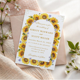 Invitation Cadre de mariage à bordure de tournesols à l'aquar