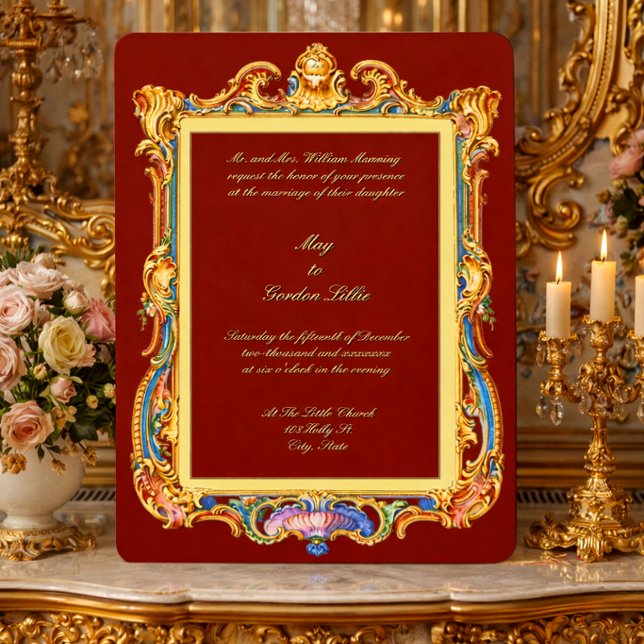 Invitation Cadre de mariage Baroque Rococo Rocaille Louis XV (Créateur téléchargé)