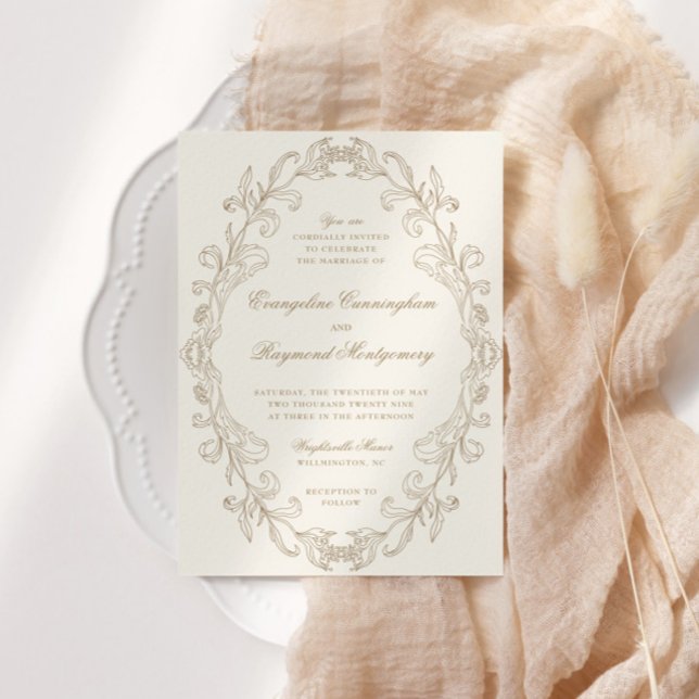 Invitation Cadre de mariage baroque romantique orné (Créateur téléchargé)