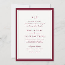 Cadre de mariage bordeaux élégant classique