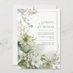 Invitation Cadre de mariage botanique Hellebore vert sauge do