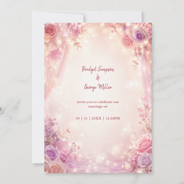 Invitation Cadre de mariage botanique néon minimal (Devant)