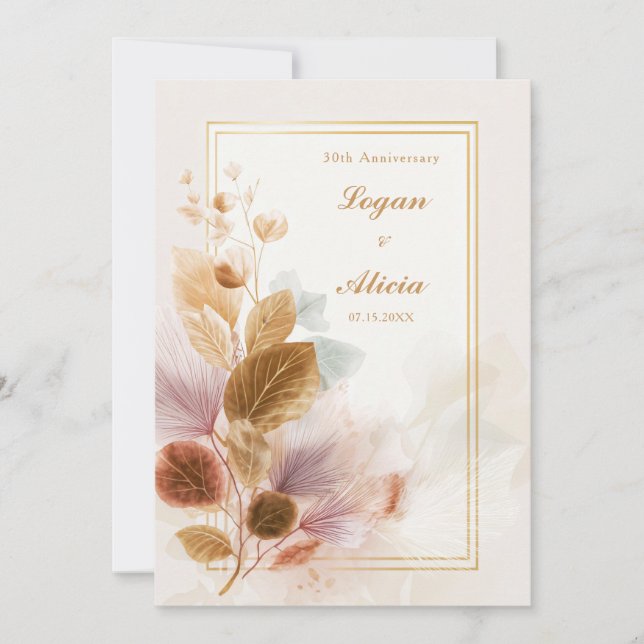 Invitation Cadre de mariage botanique translucide rose ocre (Devant)