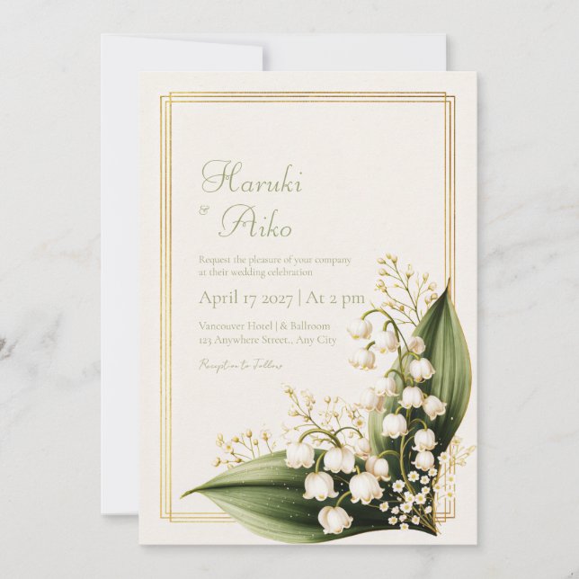 Invitation Cadre de mariage botanique Vallée de Lys d'Ivoire  (Devant)