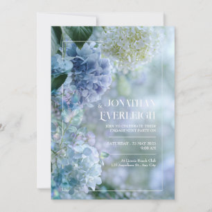 Invitation Cadre de mariage de jardin d'hydrangea blanc bleu 