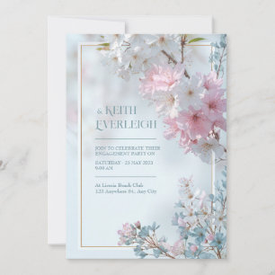 Invitation Cadre de mariage doré Sakura romantique brumeux bl