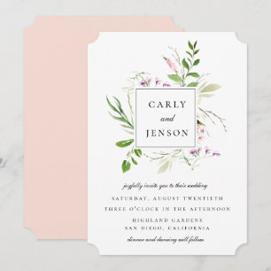Invitation Cadre de mariage élégant à fleurs sauvages