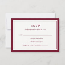 Cadre de mariage élégant classique bordeaux RSVP