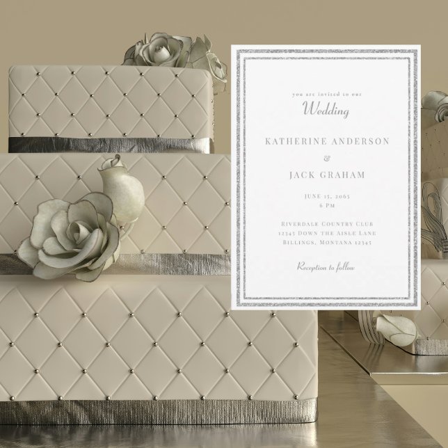 Invitation Cadre de mariage élégant en argent (Créateur téléchargé)