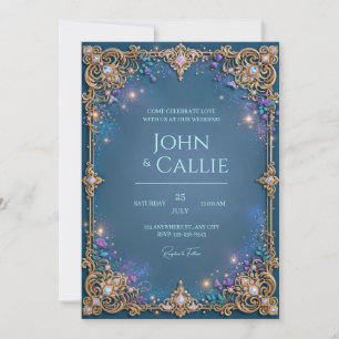 Invitation Cadre de mariage en filigrane d'améthyste sarcelle