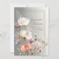 Cadre de mariage en or rose avec pavot translucide