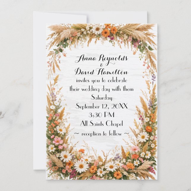 Invitation Cadre de mariage Fleurs d'été (Devant)
