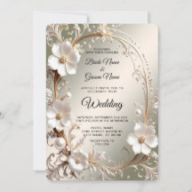 Cadre de mariage floral blanc orné