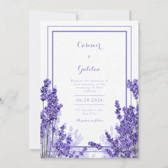 Invitation Cadre de mariage indigo lavande violet vibrant (Devant)