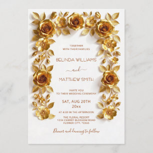 Invitation Cadre de mariage minimaliste avec roses en relief