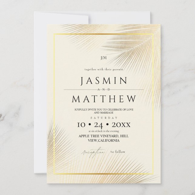 Invitation Cadre de mariage moderne plage côtière   (Devant)