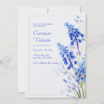 Cadre de mariage Muscari or Aquarelle Bleu de Coba