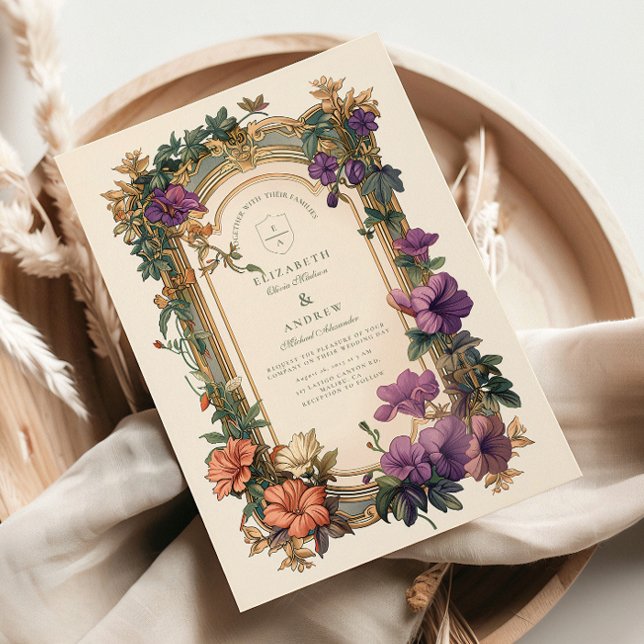 Invitation Cadre de mariage orchidée Art Nouveau (Créateur téléchargé)
