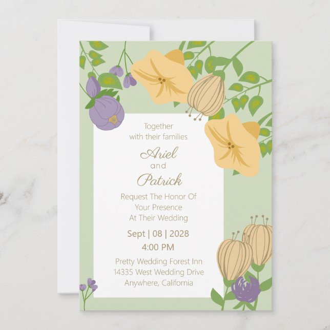 Invitation Cadre de mariage printanier (Devant)